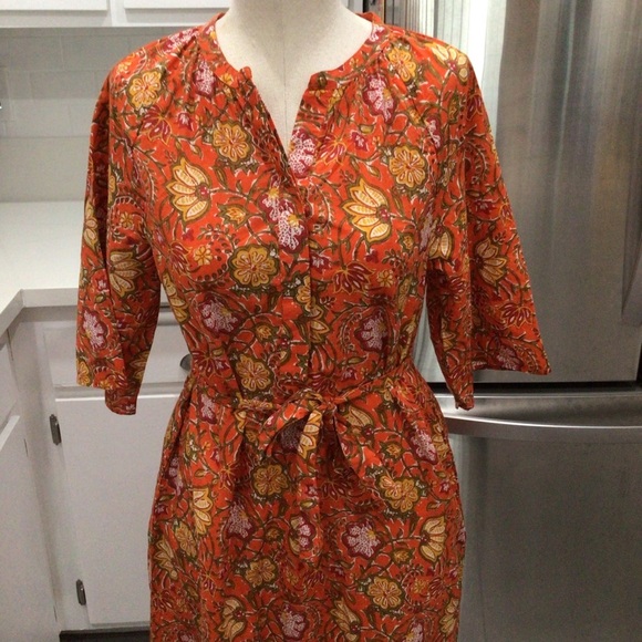 Anthropologie dRA Los Angeles Orange Floral Print Cottage Core Cotton Dress S - Picture 3 of 10